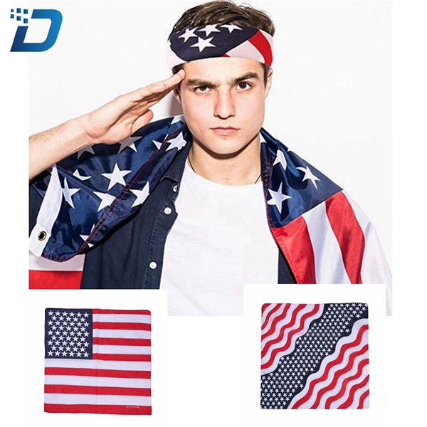 American Flag Independence Day  Cotton Banadana Square Scarf - Image 1