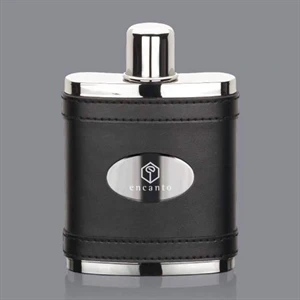 Melrose Hip Flask -  Black/Stainless Plate
