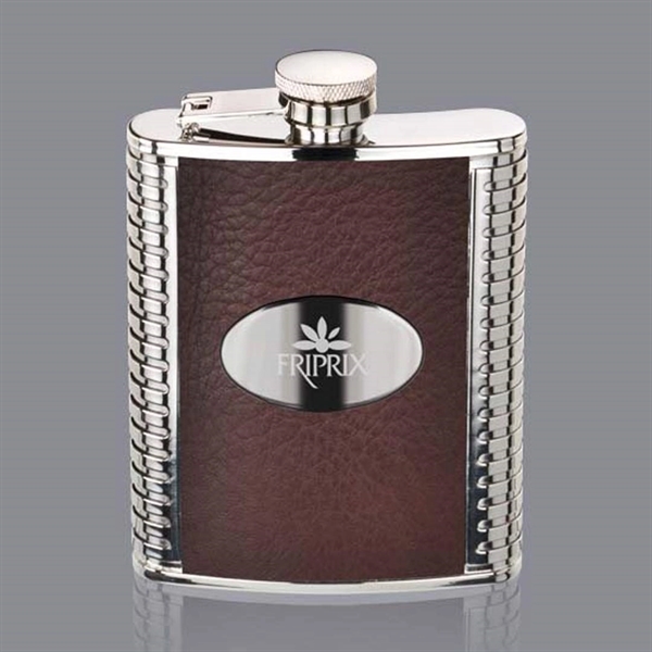 Trubner Hip Flask -  Brown/Stainless Plate