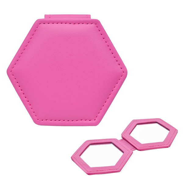 Leatherette Compact Mirror With Dual Magnification - Image 17