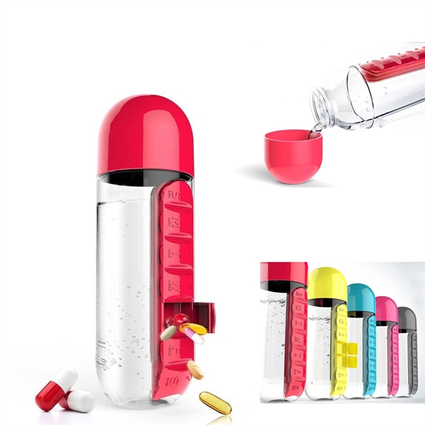 Daily Pill Box Organizer with 20 oz Water Bottle - Image 2