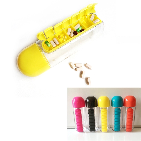 Daily Pill Box Organizer with 20 oz Water Bottle - Image 3