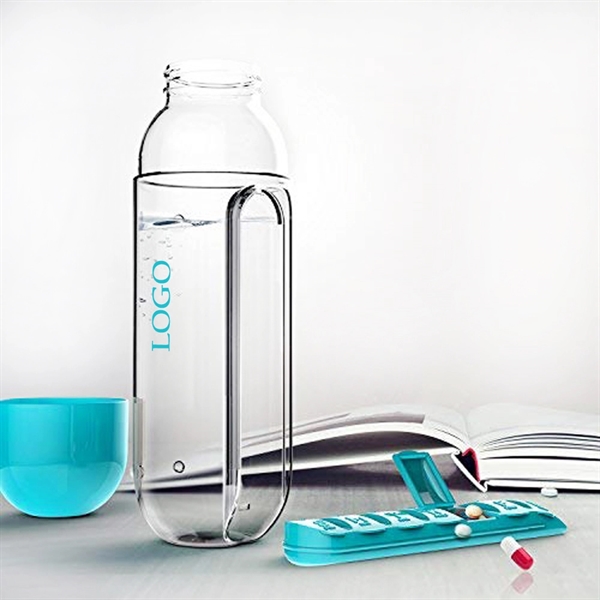 Daily Pill Box Organizer with 20 oz Water Bottle - Image 4