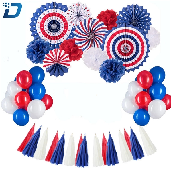 American Independence Day Decoration Balloon Paper Fan Flowe - Image 1
