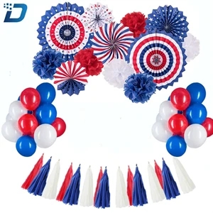 American Independence Day Decoration Balloon Paper Fan Flowe