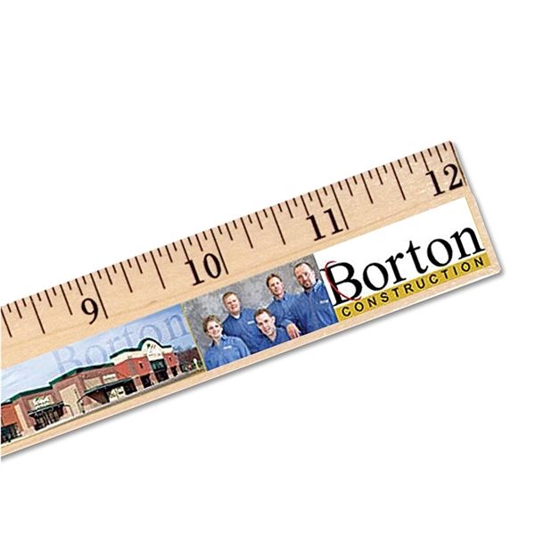12" Clear Lacquer Wood Ruler, Full Color Digital - Image 2