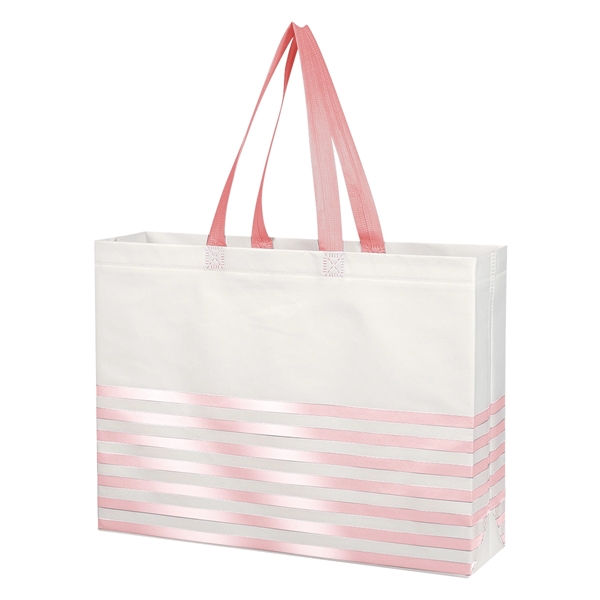 Non-Woven Horizontal Stripe Tote Bag - Image 24