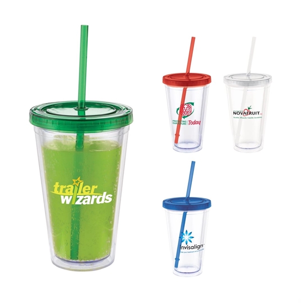 Colors Tumbler with Straw - 16oz - Image 1