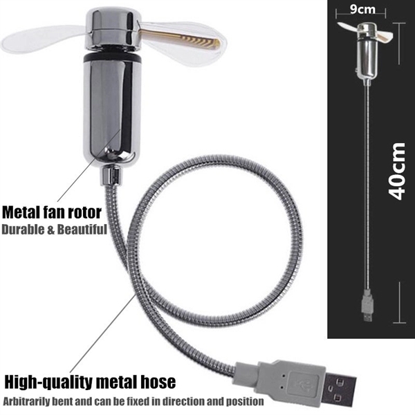 MINI Flexible LED USB Clock Fan - Image 2
