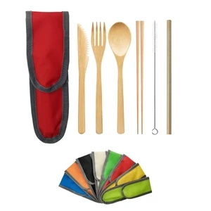 Bamboo Travel Utensil Set with Carrying Case