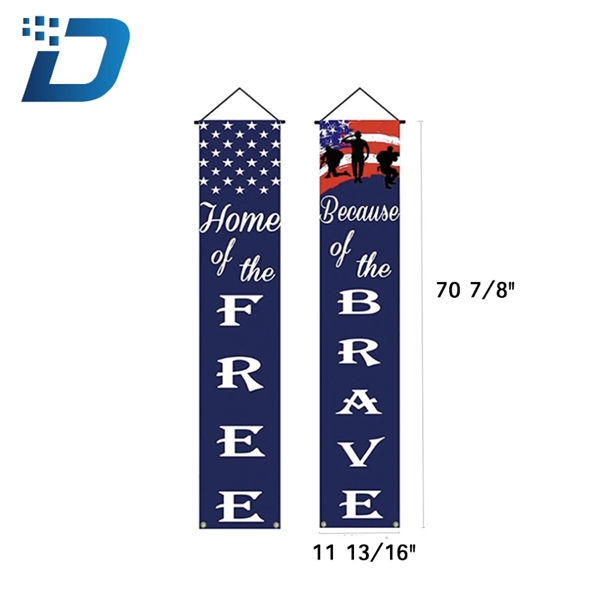 American Flag Patriotic Soldier Porch Sign Banners Hanging B - Image 2