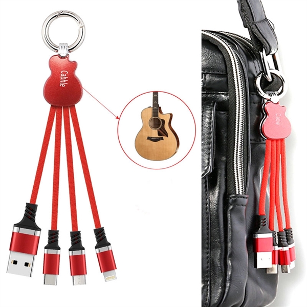 Guitar Shaped  Flashing 3 in 1 Charging Cable     - Image 1