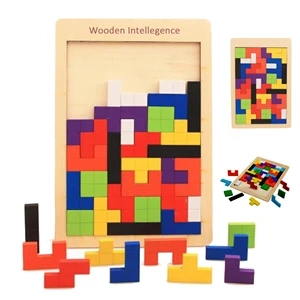 Wooden Intellegence Tetris Blocks Puzzle