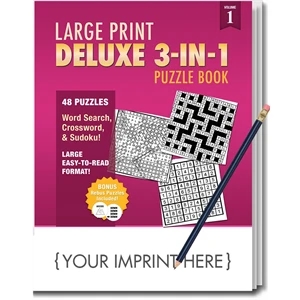 PUZZLE PACK,  Large Print Deluxe 3-in-1 Puzzle Book