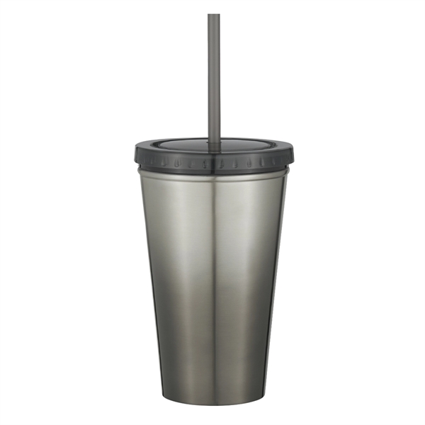 16 Oz. Stainless Steel Double Wall Chroma Tumbler With Straw - Image 11