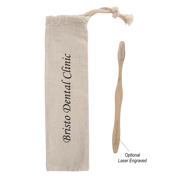 Bamboo Toothbrush In Cotton Pouch - Image 1