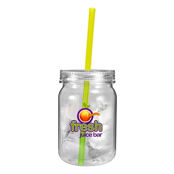 24 oz. Plastic Mason Jar with Mood Straw, Full Color Digital - Image 6