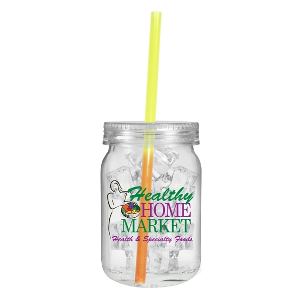 24 oz. Plastic Mason Jar with Mood Straw, Full Color Digital - Image 7