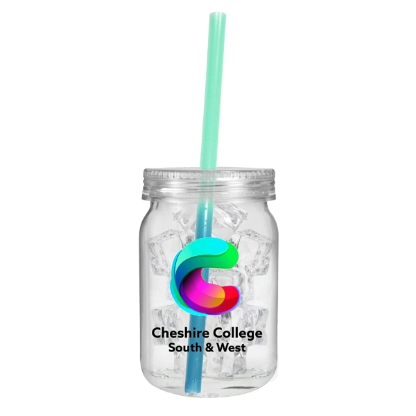 24 oz. Plastic Mason Jar with Mood Straw, Full Color Digital - Image 8