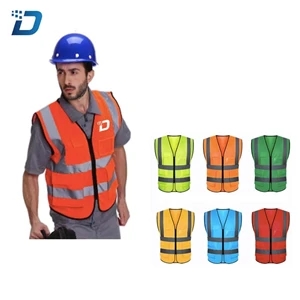 Zipper Safety Vest With Reflective Strips