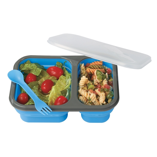 Collapsible 2-Section Food Container with Dual Utensil - Image 6