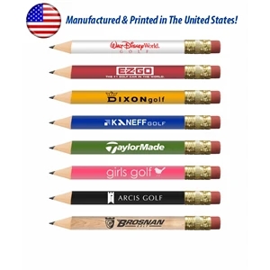 USA Made, Round Wooden Golf Pencil with Eraser