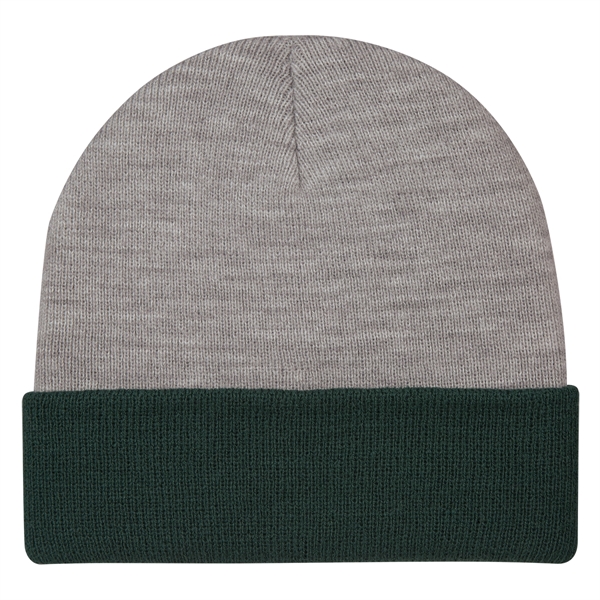 Two-Tone Knit Beanie With Cuff - Image 9