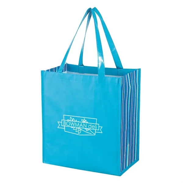 Shiny Laminated Non-Woven Tropic Shopper Tote Bag - Image 4