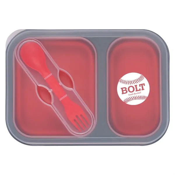 Collapsible 2-Section Food Container with Dual Utensil - Image 7