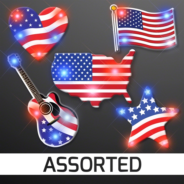 Assorted Red White & Blue Patriotic Pin Set - Image 5