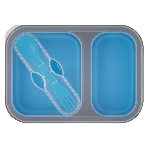 Collapsible 2-Section Food Container with Dual Utensil - Image 8