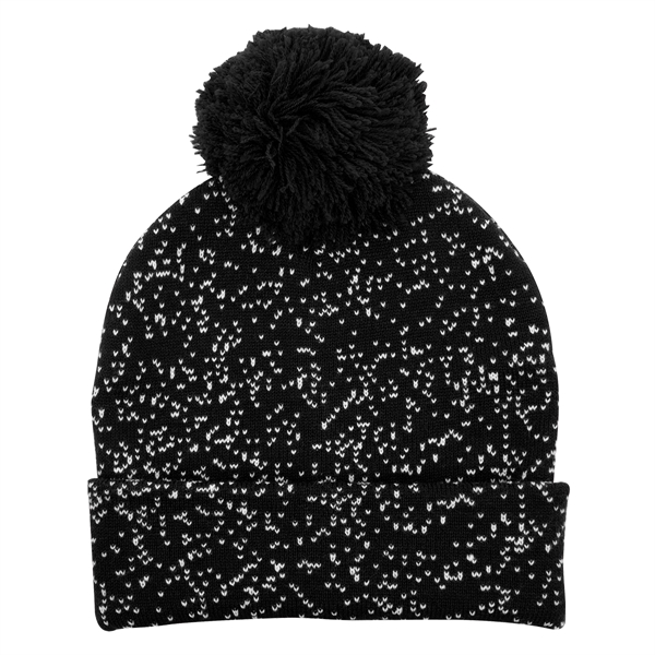 Speckled Pom Beanie With Cuff - Image 8