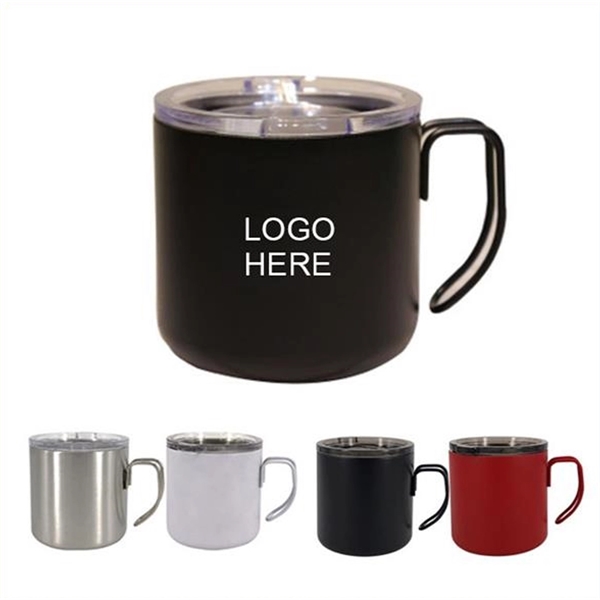 12oz Double Wall Stainless Steel Coffee Mug With A Lid