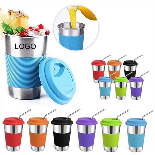 12oz Tumbler With Straw And Silicone Lid & Sleeve - Image 1