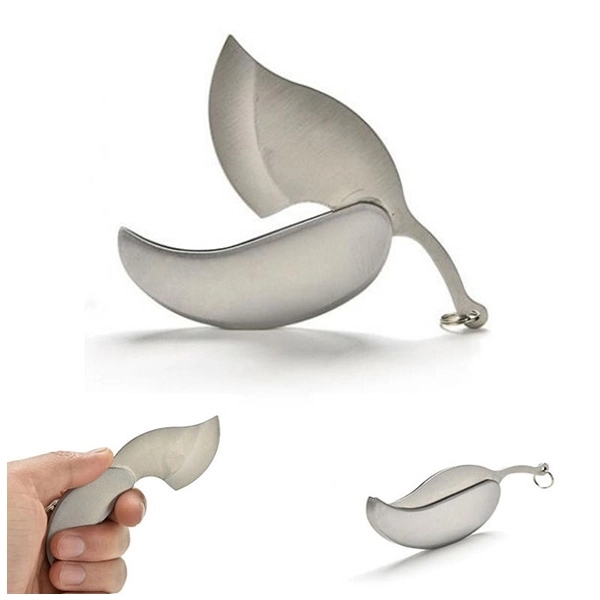 3.5" Leaf Stainless Steel Folding Pocket Keychain Knife - Image 1