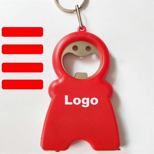 4 in 1 Tape Measure  Bottle Opener LED Light with Key Chain - Image 1