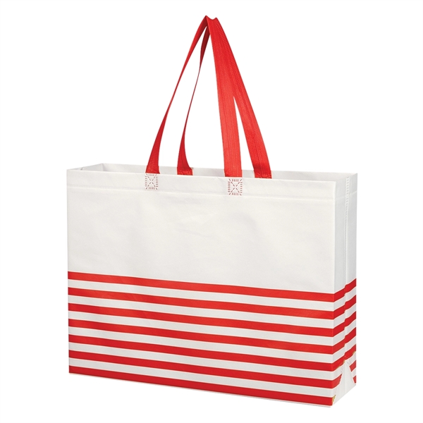 Non-Woven Horizontal Stripe Tote Bag - Image 30