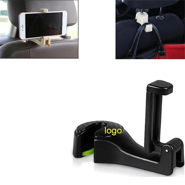 Car Hooks Headrest Hangers Back Seat Hooks with Phone Holder - Image 1