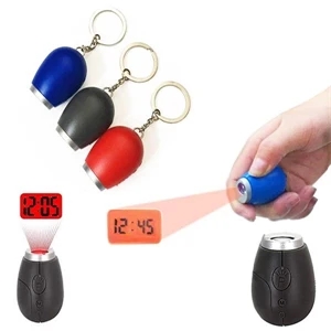 Mini Portable Flashlight LED Digital Clock with Keychain