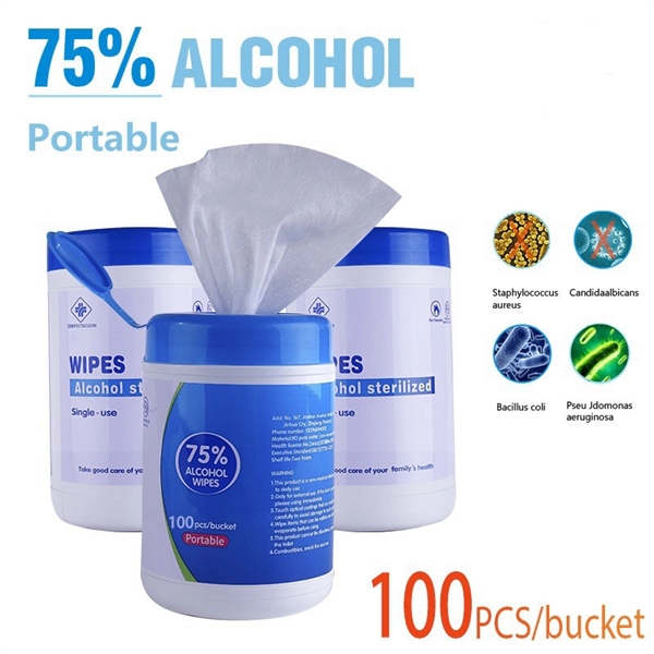 100 PCS 75% Alcohol Portable Canister Sterilizer Wipes - Image 1