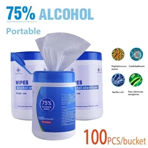 100 PCS 75% Alcohol Portable Canister Sterilizer Wipes