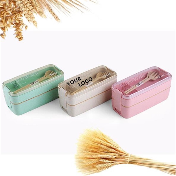 Double layers Wheat Straw Lunch Containers Kit     - Image 1