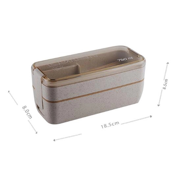 Double layers Wheat Straw Lunch Containers Kit     - Image 2