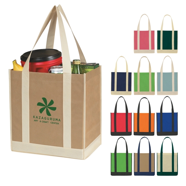 Non-Woven Two-Tone Shopper Tote Bag - Image 1