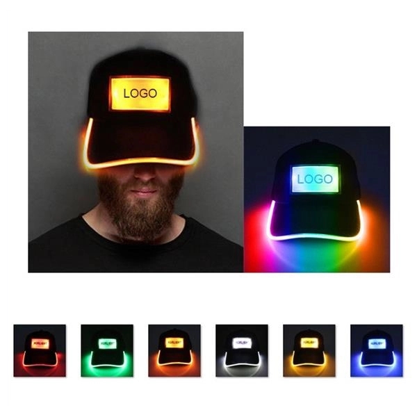 LED Silicone Label Baseball Lighting Up Cap