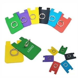 Silicone Card Wallet with Metal Ring Phone Stand