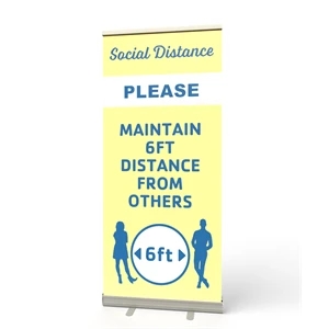 Retractable Banner Stand (Tan Social Distance Please)