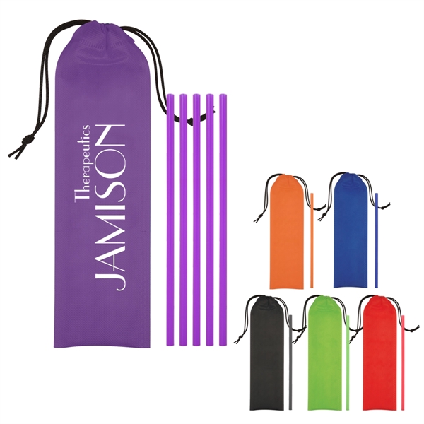 5-Pack On The Go Straws With Pouch - Image 1