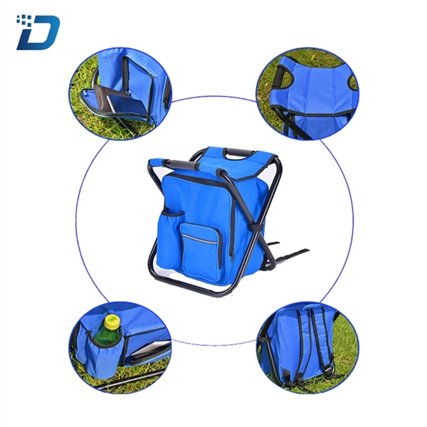 Folding Camping Stool with Cooler Insulated Bag Portable - Image 2