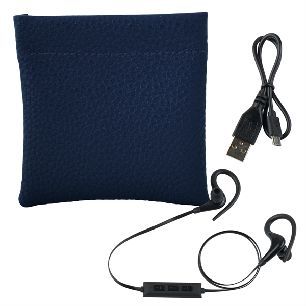Leatherette Squeeze Tech Pouch With Wireless Earbuds - Image 3
